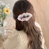 Hair Pin Strong Clamping Force Transparent Mesh Lace Clip with Cherry Decoration Half-Tied
