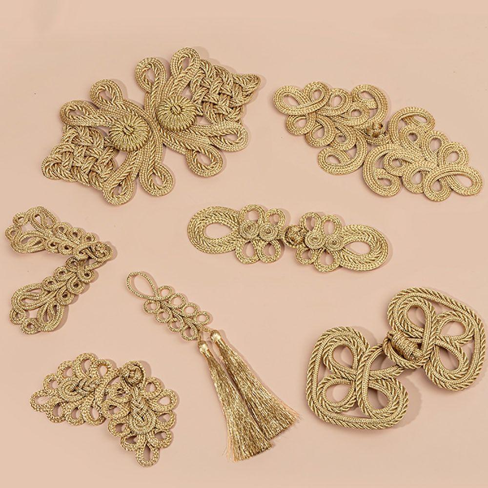 Golden Chinese Knot Buttons Handmade Tang Suit Buttons Cheongsam Buttons Cheongsam Making