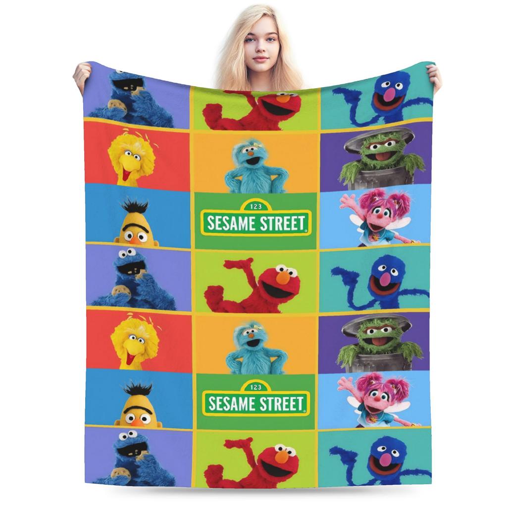 Sesame Street Cartoon Blanket Elmo Lovely Flannel Funny Breathable Throw Blankets for Bedding Lounge Textile Decor