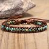 1pc Turquoise Beaded Leather Braided Bracelet Handmade Style Perfect Daily Layering Outdoor Looks Unique Boho Nature-Inspired