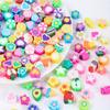 1 упаковка 100 шт. Случайные фигурки из полимерной глины: Звезды, Фрукты, Цветы, Сердца и Бусины для Женщин, DIY Браслет, Ожерелье, Изготовление Украшений