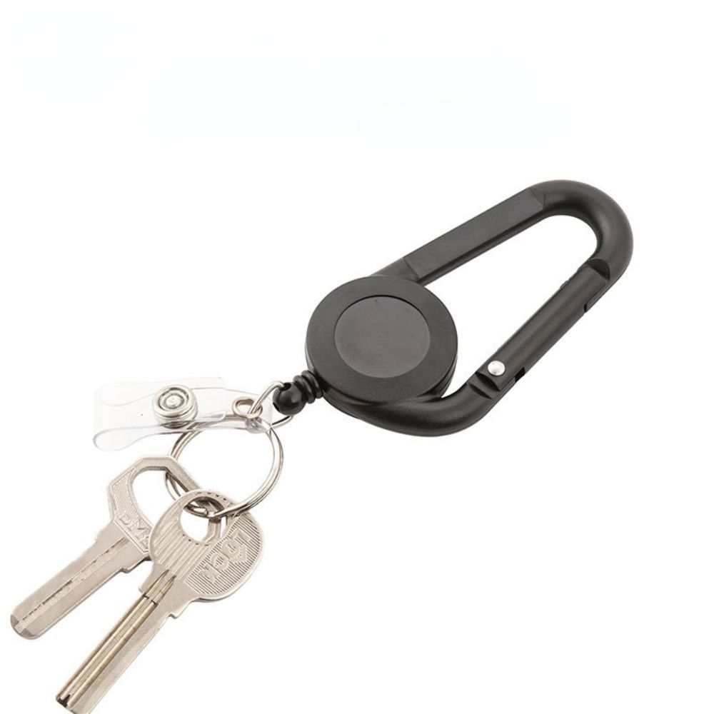 Card Holder Outdoor Telescopic Carabiner Keychain Badge Holder Badge Reel Clip Easy Pull Buckle