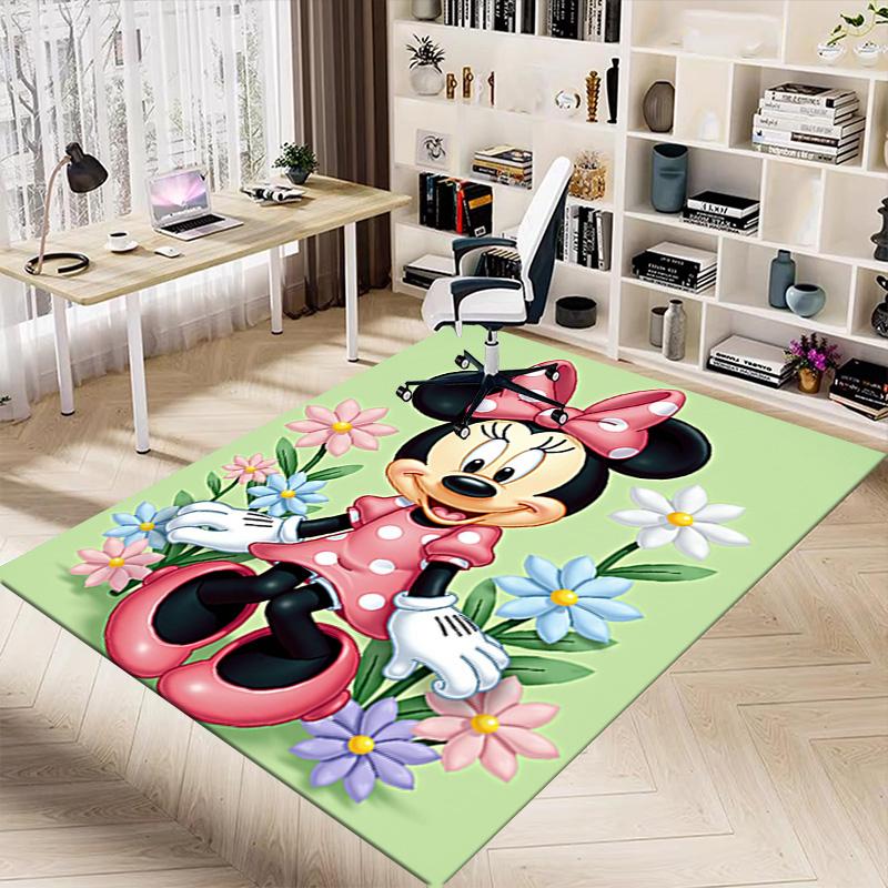 Minnie Mouse Garden Carpet For Playroom Bedroom Living Room Sofa Home Decorkids Game Area Rug Nonslip Floor Mat