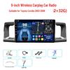 9-дюймовая беспроводная автомобильная магнитола CarPlay Android, 2+32 ГБ, Совместима с Toyota Corolla 2003-2008