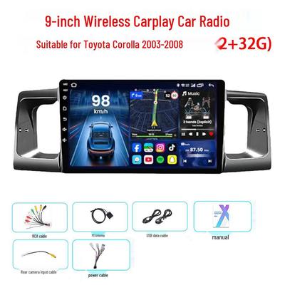9-дюймовая беспроводная автомобильная магнитола CarPlay Android, 2+32 ГБ, Совместима с Toyota Corolla 2003-2008