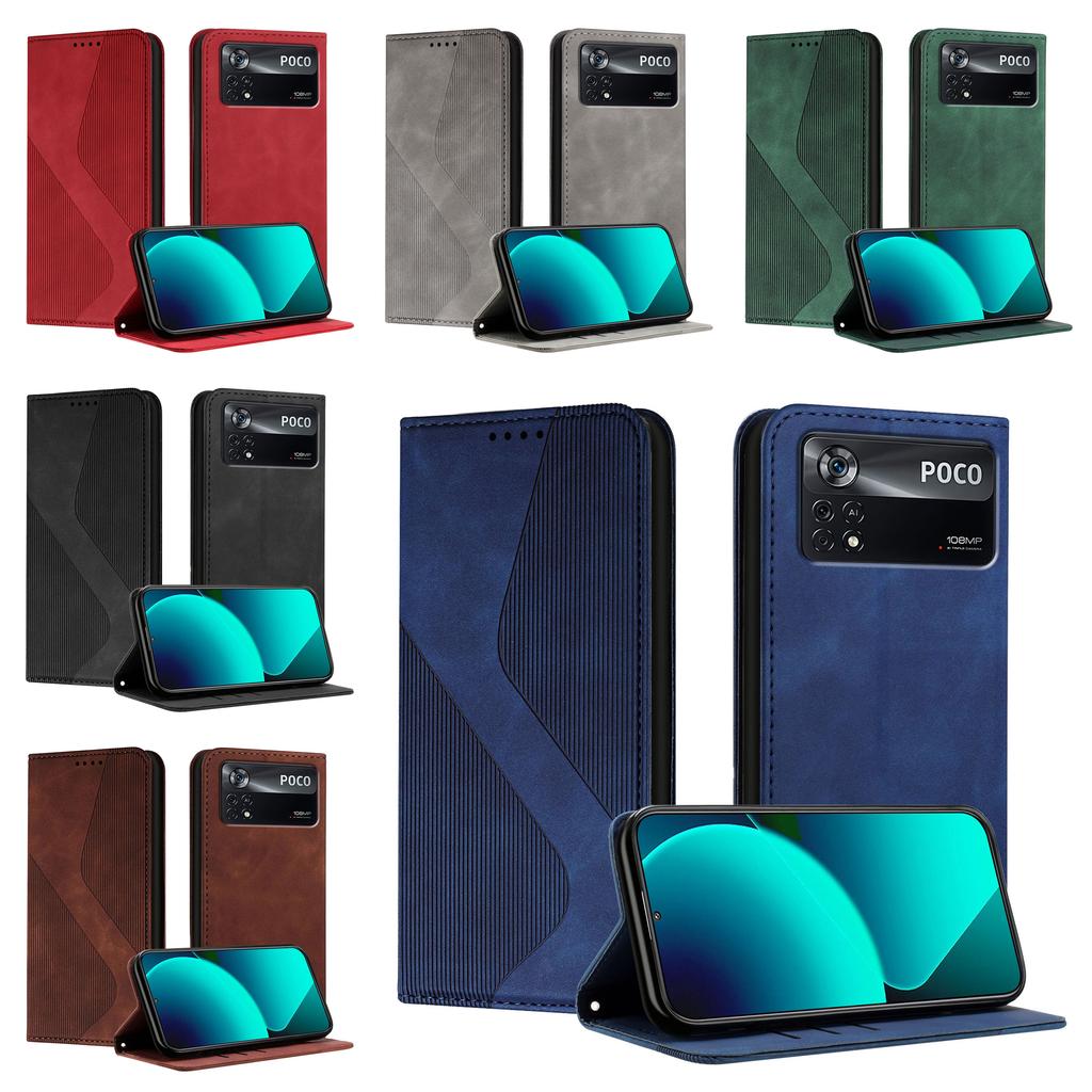 Магнитный кожаный чехол-кошелек-книжка для Xiaomi A1 A2 A3 POCO X3 X4 M4 F7 Pro Ultra 9 13 Lite 4G 5G Phone Cover | Дизайн S LINE