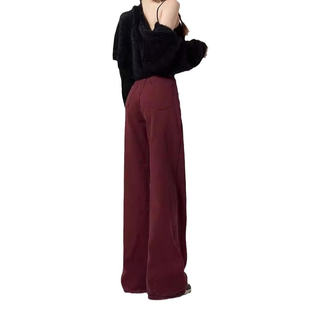 Женские узкие джинсы Maroon Wide-Leg: Свободный, драпированный, стираный, длиной до пола - новые стили весна/осень