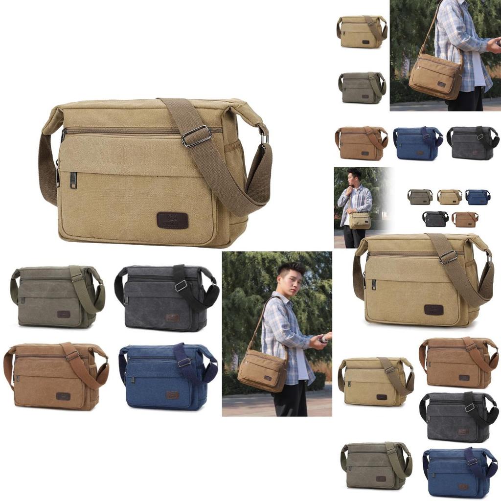 Large Capacity Canvas Shoulder Bag For Men Street Style Durable Material Travel Companion