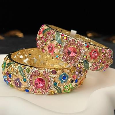 Аутентичный браслет перегородчатой эмали двухслойный этнический полая пластина ретро модная бижутерия ювелирный подарок