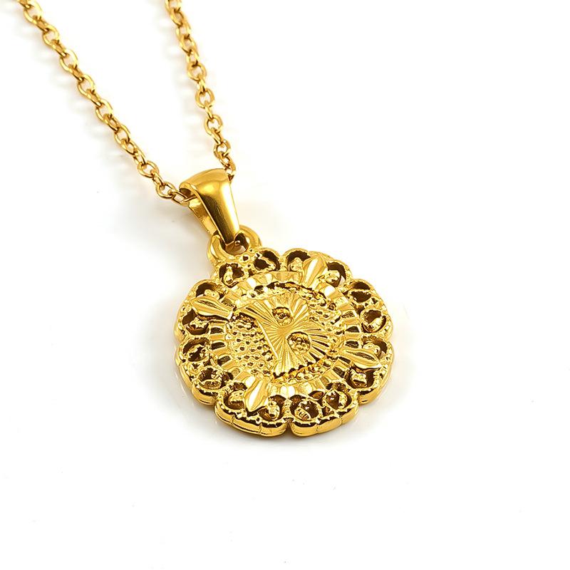 25 лет новой моды, титановая сталь, подвеска с буквой, цепочка для ключицы, ожерелье с круглым тисненым дизайном, персонализированное универсальное для мужчин и женщин