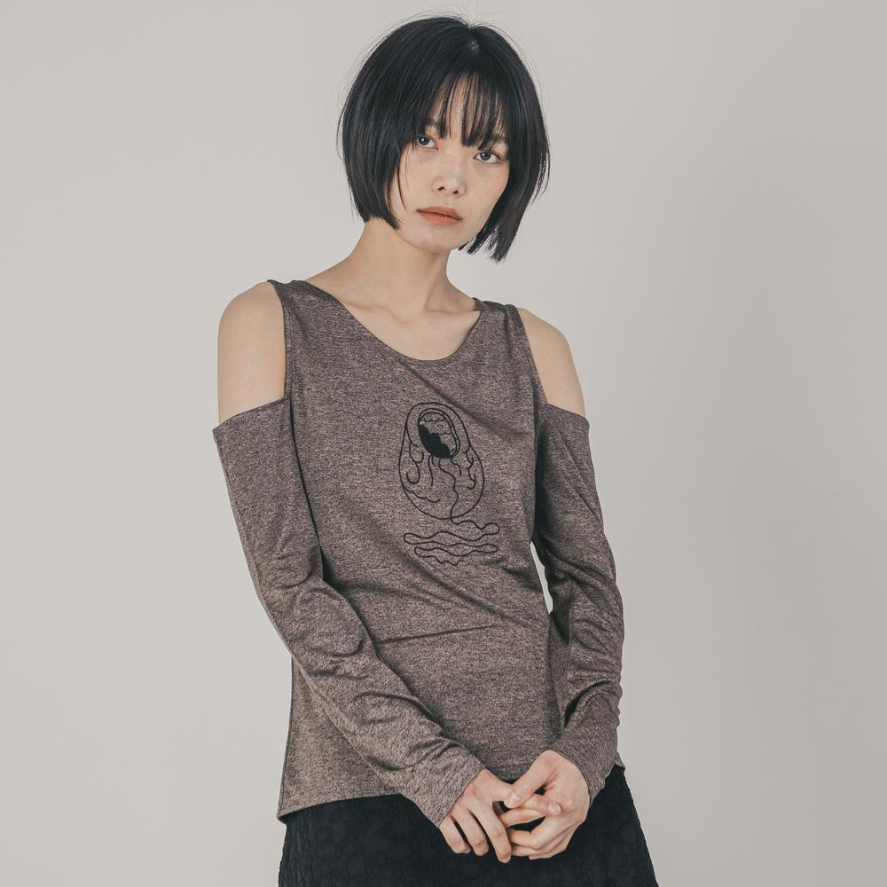 WHIMSY MIND Off-Shoulder Cocoon Embroidered Top_Salmon