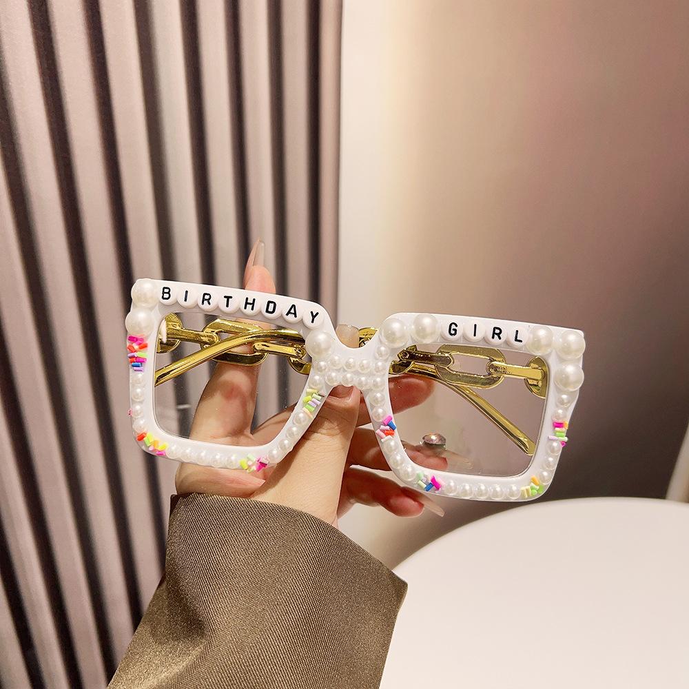 Люксовый Бренд Дизайнерские Квадратные Винтажные Большие Рамки Жемчужные Солнцезащитные Очки Женские День Рождения Девушка Панк Популярные Оверсайз Милые Розовые Солнечные Очки