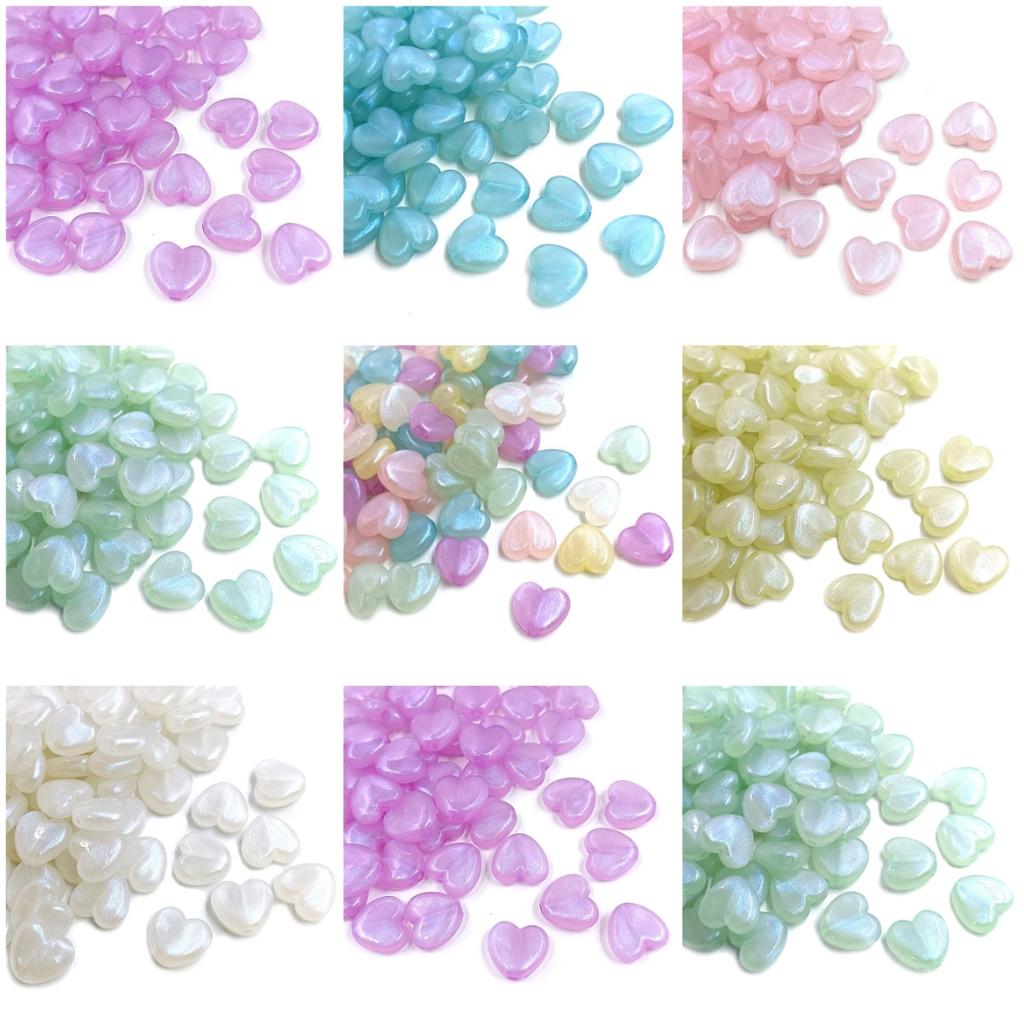 Material Round Pendant Charms Bowknot Rabbit Flat Love Heart Beads 10Pcs Fluorescent Handmade DIY Jewelry Accessories Arcylic Fashion Accessories