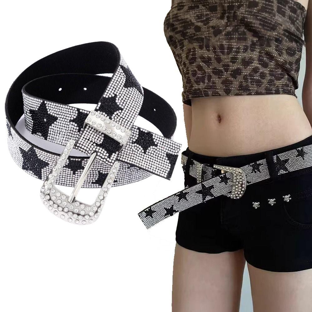 Bling Bling Sparkling Rhinestone Belt Vintage Waist Strap Fashion Trendy Waistband For Women