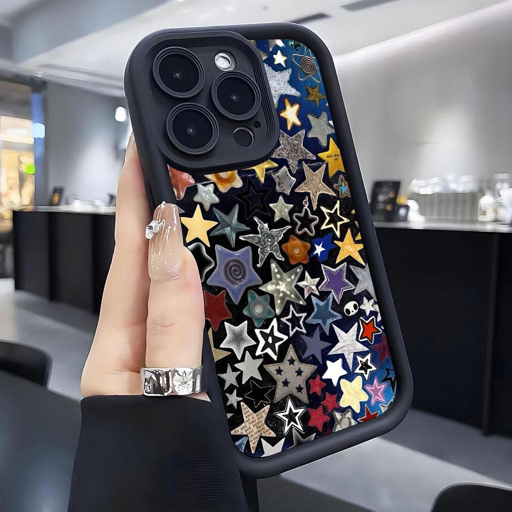 Пятицветная Звездная Лестница Защитный Чехол для iPhone 15/16/17 ProMax (Черный, Новая канавка)