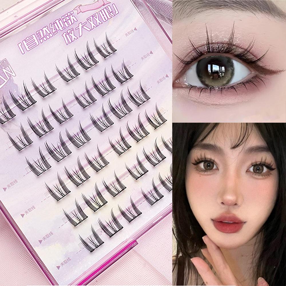 Glue Free Manga Lashes With Jelly Glue Strips 3D False Eyelashes Cat Elf Eyelashes Party Supplies