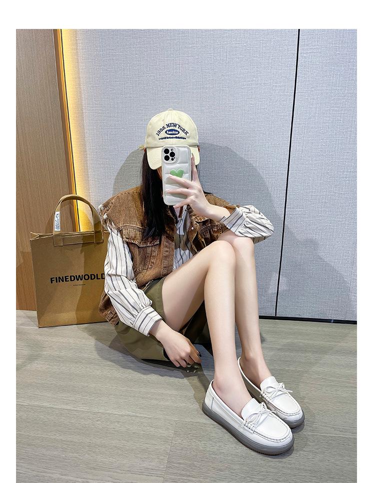 2024 Новые женские белые туфли из коровьей кожи с закрытым носком — универсальная повседневная обувь в стиле вестерн