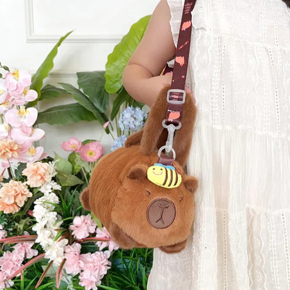 PP Cotton Capybara Bucket Bag Soft Plush Doll Shoulder Bag Phone Bag Panda Crossbody Bag Daily