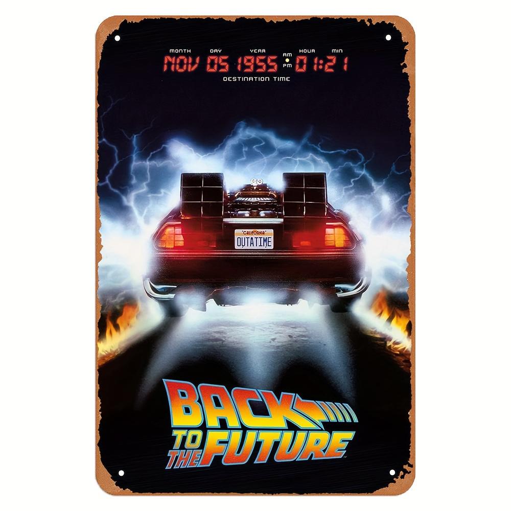 Back to the Future Metal Tin Sign Wall Decor - Retro Movie Poster Art with DeLorean Time Machine,Lightning Design Iron