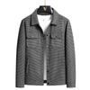 Men's Lapel Fashion Casual Plaid Leather Jacket Simple All-in-one Coat Men Thousand Bird Check Trend Cargo Jacket