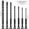 7pcs Cross Hex Tile Drill Bits 3-12mm Glass Concrete Ceramic Hole Opener Drill Bit Tungsten Carbide Drilling Tools Woodworking
