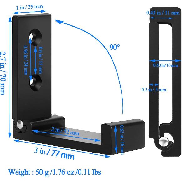 OHIYO Folding Wall Hook 2PCS Folding Coat Hooks for Hanging Heavy Duty Coat & Bag & Backpack & Hat & Headphone Foldable Coat Hooks Wall Mounted Saves