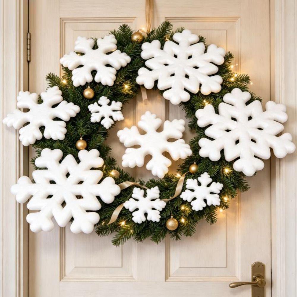 5/10pcs/Pack 8/20cm Fake Snowflakes Foam Xmas Tree Pendants For Christmas Party Decor