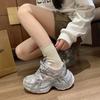 Casual Platform Sports Shoes Women's 2025 Early Spring New Round Head Lace-up Dad Shoes Women's Height-increasing Versatile Women's Single Shoes