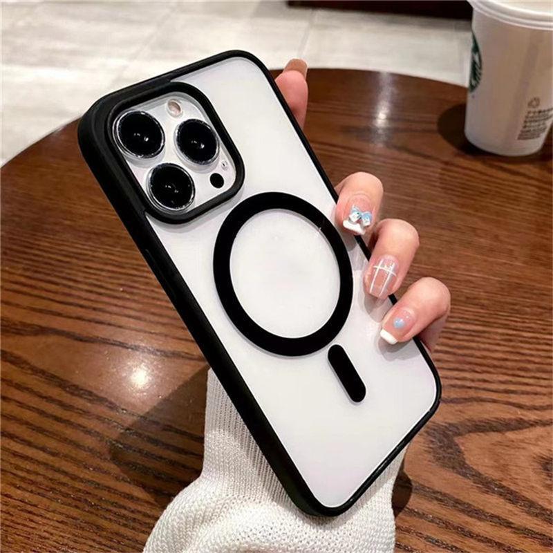 Прозрачный магнитный чехол для беспроводной зарядки Magsafe для iPhone 15 14 13 11 12 Pro Max X XR XS, силиконовый бампер, прозрачный жесткий чехол для ПК