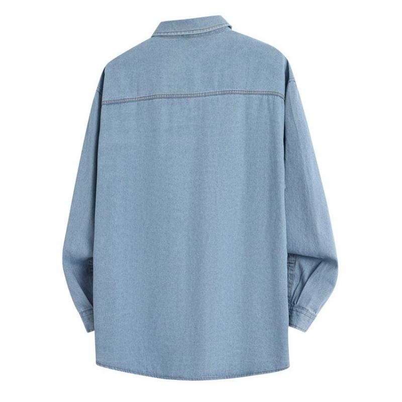 Minimalist Solid Color Men's Long-sleeved Shirts In The Autumn 2026 Denim Lapel Men's Casual Jacket Coat Men's Breathable Work Casual Jacket