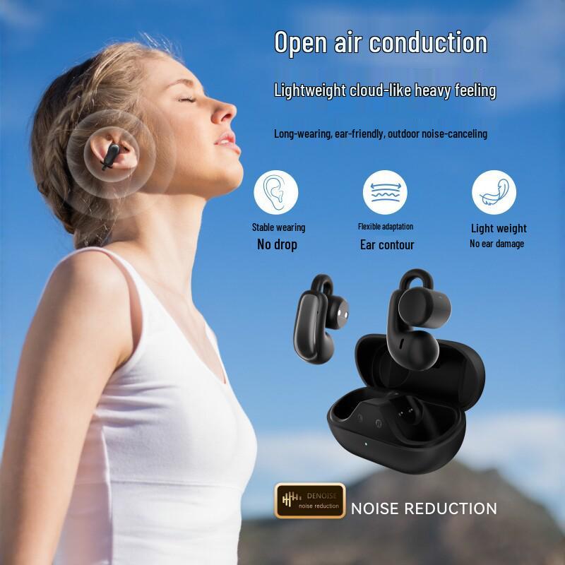 Новые беспроводные Bluetooth спортивные наушники с активным шумоподавлением, зажимным дизайном и долгим временем работы от аккумулятора