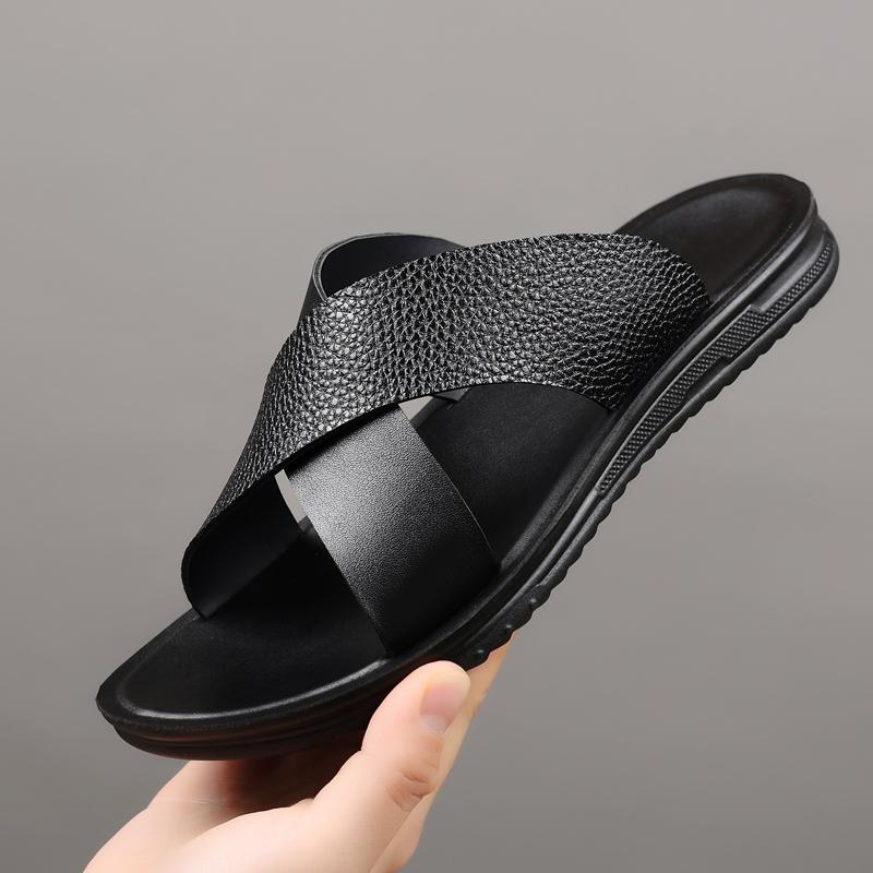 Модные легкие кожаные полуботинки, мужские лоферы, дышащие тапочки, мужские летние классические сандалии, мужская повседневная пляжная обувь