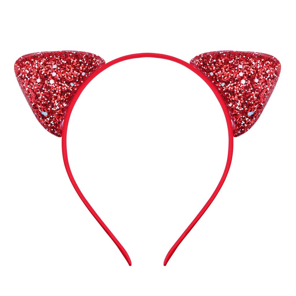 Glitter Cute Cat Ears Headband Kitty Headband Women Girls Kids Sparkly Hair Metal Hoop Shiny Hair Bands Hair Accessories