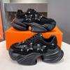 Fashion Women's Vulcanize Shoes with Thick Bottom Dad Shoes, Water Diamond Decoration, Soft Breathable Mesh and Wedge Slipsole Shoes