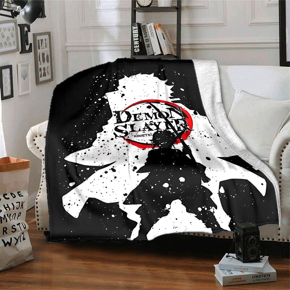 1pc Demon Slayer Soft Comfortable Blanket Digital Print, All Season Multipurpose Knit Fabric Bedding, Office, Sofa Home Decor Blanket