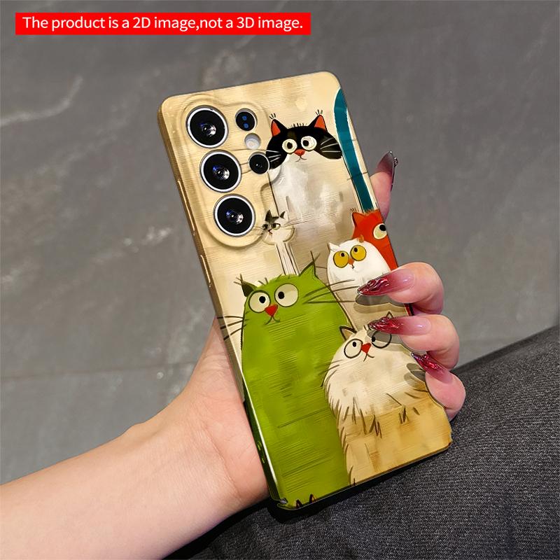 2DFlat Samsung phone case Colorful Cats Gathering Art Phone Case Applicable to Galaxy S22 S23 S24 S25ULTRA S26 A12 A13 A14 A15 A16
