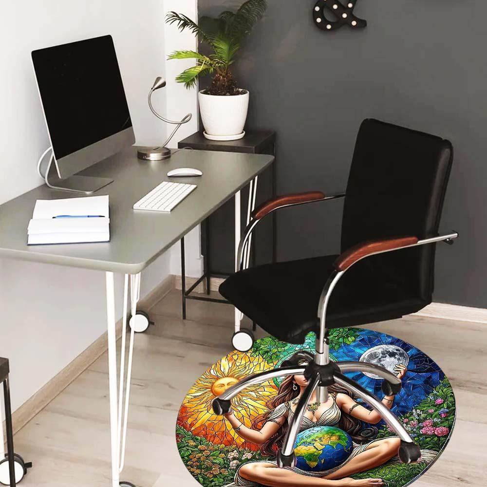 Mother Earth Round Rug Suitable For Office Reception Office Chair Protection Carpet And Also Suitable For Gifts To Relatives And Friends