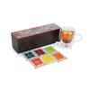 Octavius Assortment of Fine Black & Green Teas- 60 Enveloped Teabags In Tile Motif Wooden Gift Box | Gifts for Men & Women