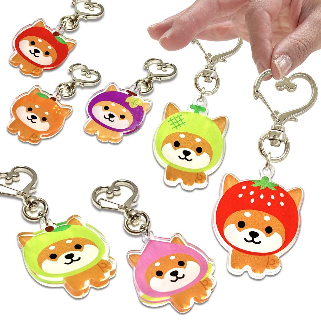 LamPlanning Traveling Mameshiba Acrylic Keychain Charms, Shiba Inu, Mameshiba, Cute Character Mascot, Soothing, Made In Japan (Set of 7)