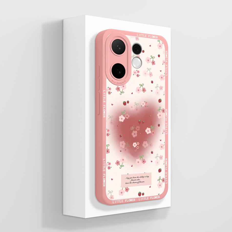 For Vivo V60 Lite Case Candy Painted Flower Phone Back Cover For Vivo V 60 Soft Liquid Silicone Anti Drop Full Protection Bumper