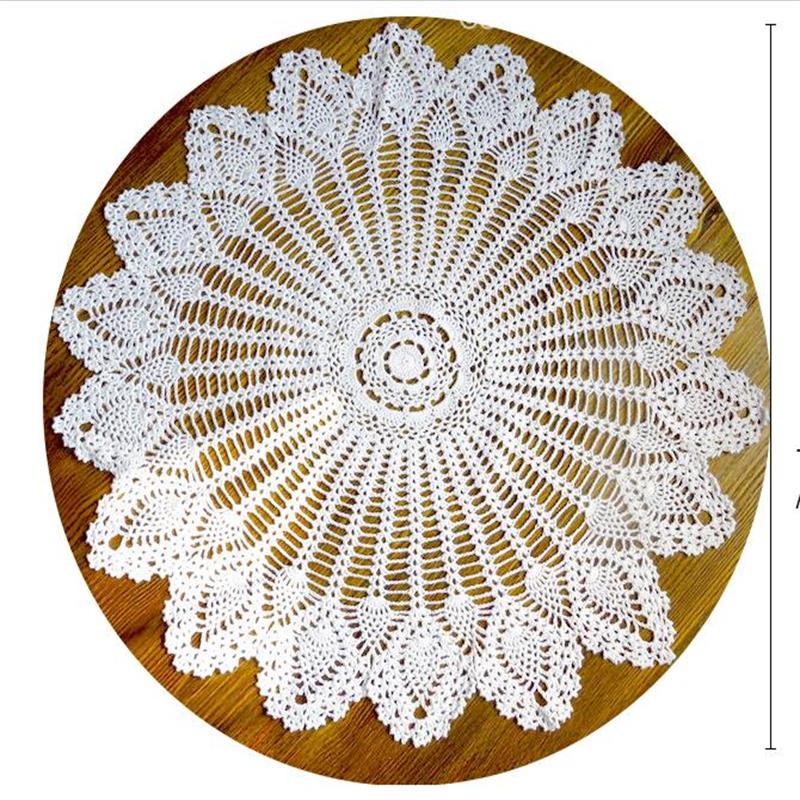 Vintage Handmade Crochet Cotton Lace Round Tablecloth Placemat Shabby Chic Decor 70 80 90 CM
