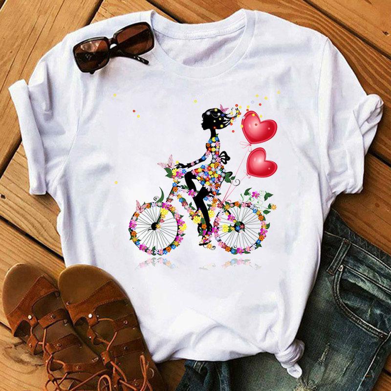 Модная Городская Девушка Модная Повседневная Женская Футболка с Круглым Вырезом и Коротким Рукавом Женская Футболка Женская Одежда Харадзюку