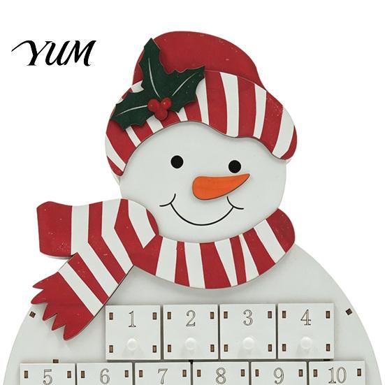 Christmas Gift for Kids Wooden Santa Snowman Advent Calendar, 24-Day Countdown Box with Xmas Home Ornament Numbered Drawers, Tabletop Decor,
