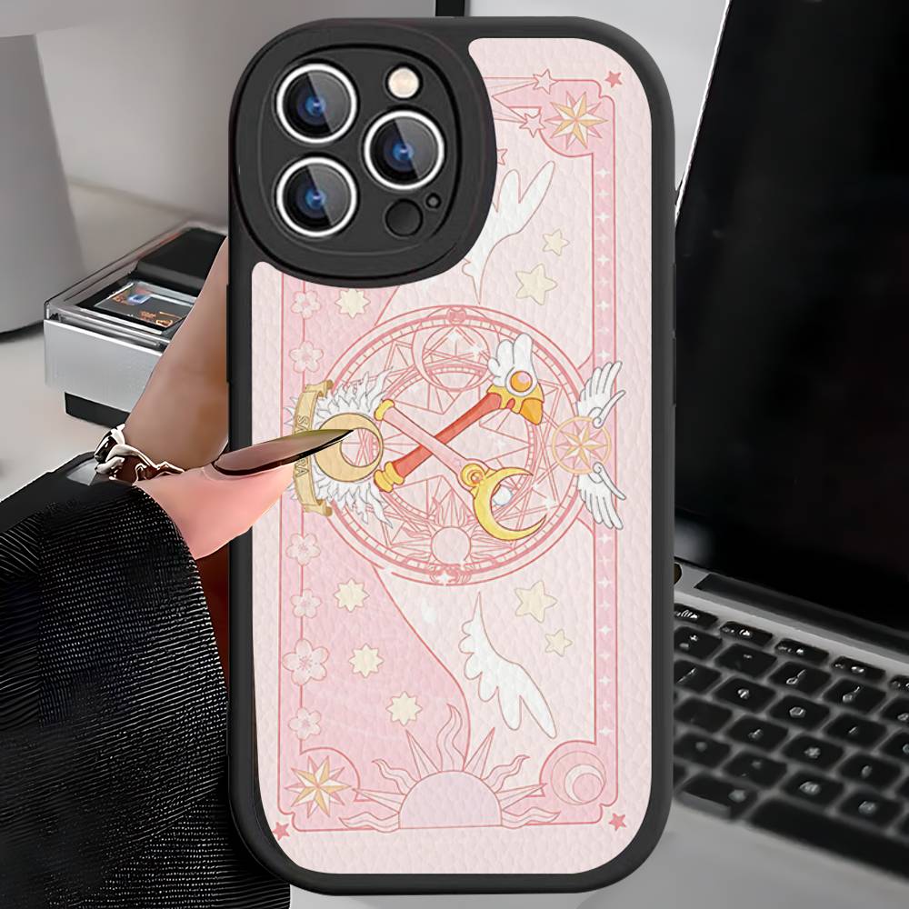 Чехол для телефона Cardcaptor Sakura C для iPhone 16 15 14 11 12 13 Pro Max Plus Задняя часть из кожи
