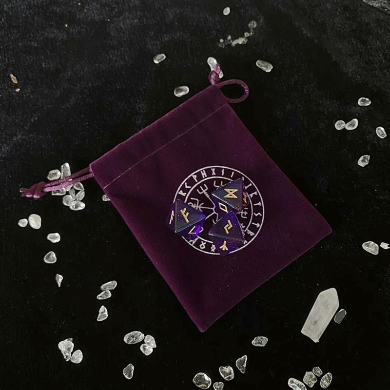 3 шт. 8-гранные рунические кости, смола, ассорти, набор многогранных кубиков, стол для гадания, рулон, карты для вечеринок, игровая игрушка