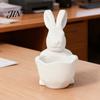 3D Printed Rabbit Bowl Easter Bunny Candy Bowl, Cute Holding Figurine, DIY Paintable White Desk Blank Decor for Living Room Office, Versatile Trinket