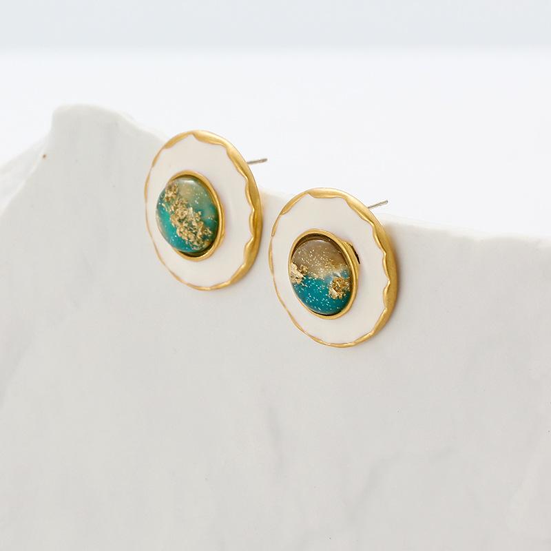 Retro Vintage Starry Sky Glazed Stud Earrings for Women.