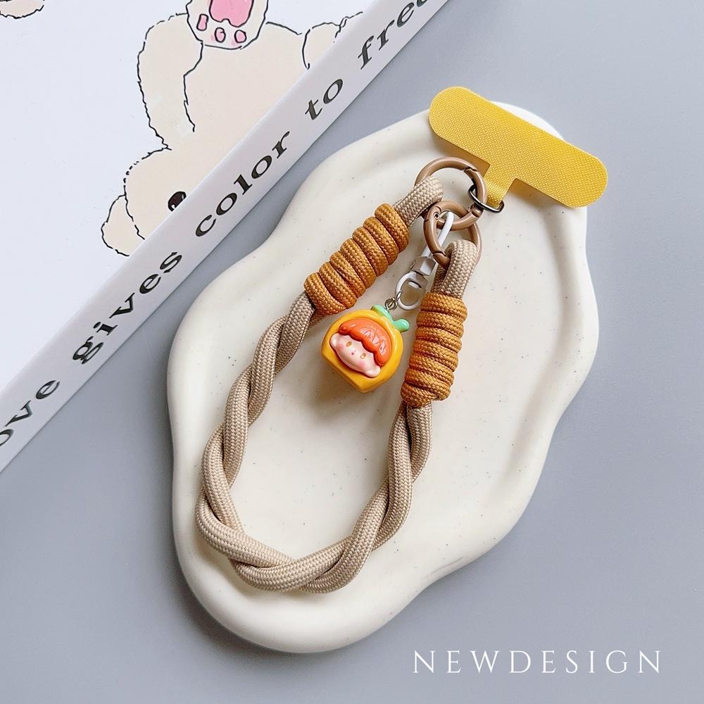 New Universal Braided Mobile Phone Lanyard Strap 3D Cartoon Hanging Chain Ring Cord with Patch Wrist Strap Cell Phone Detachable
