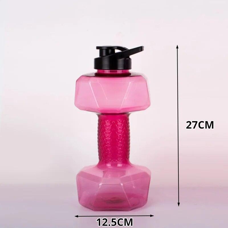 1 шт. 1500 мл. Пластиковая портативная бутылка для воды в форме гантели большой емкости, креативная спортивная бутылка для фитнеса и гантелей