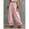 2026 Womens Loose Lantern Pants Ruffled Hem Casual Trousers
